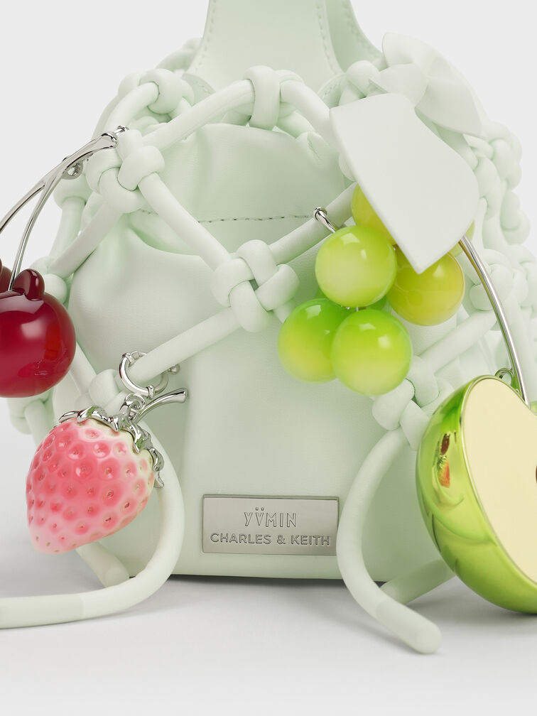 Ally Ruched Slouchy Knotted Bag & Fruit Charms Set, Mint Sorbet, hi-res
