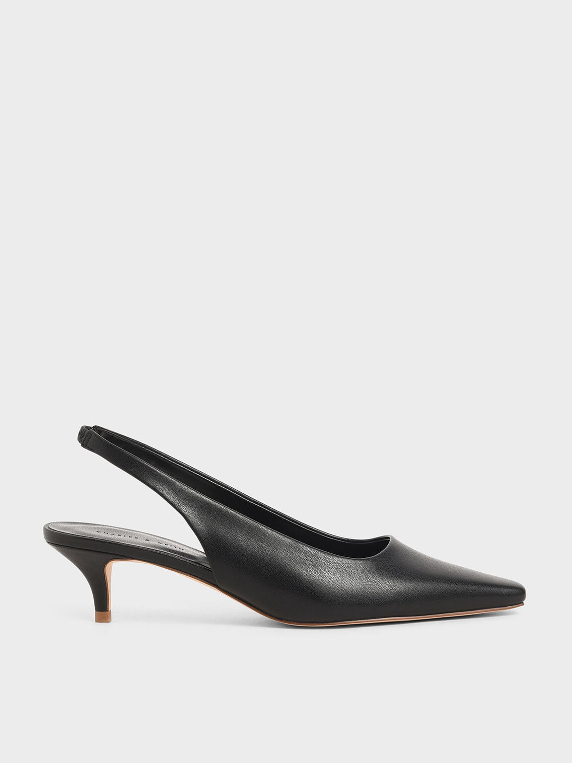 black patent kitten heel slingbacks