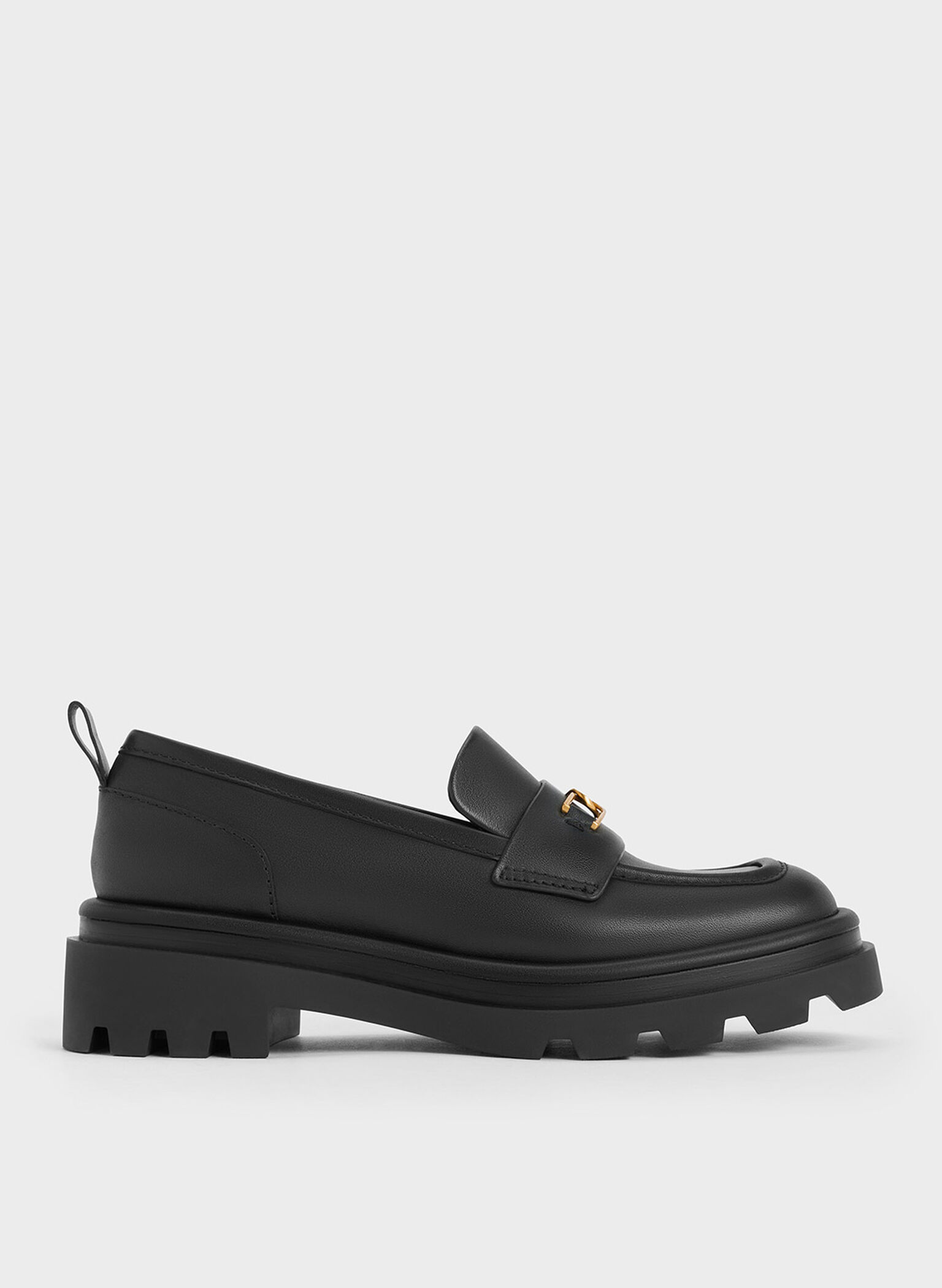 Gabine Leather Pull-Tab Loafers, Black, hi-res