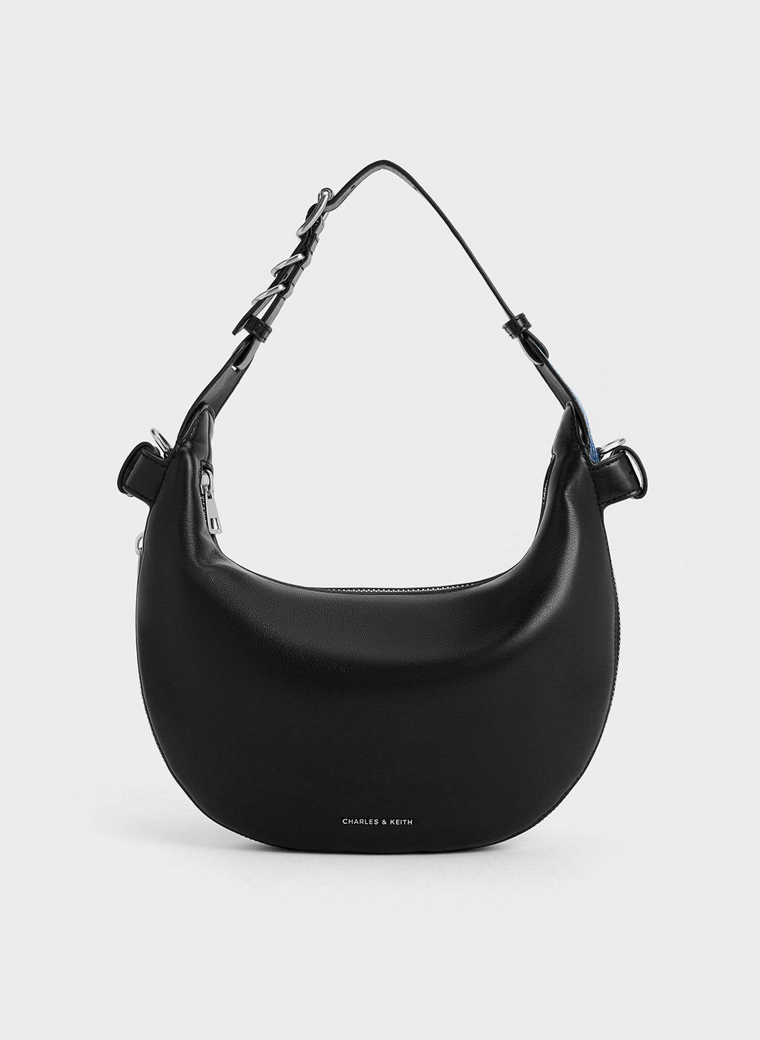 Saskia Crescent Hobo Bag, Noir, hi-res