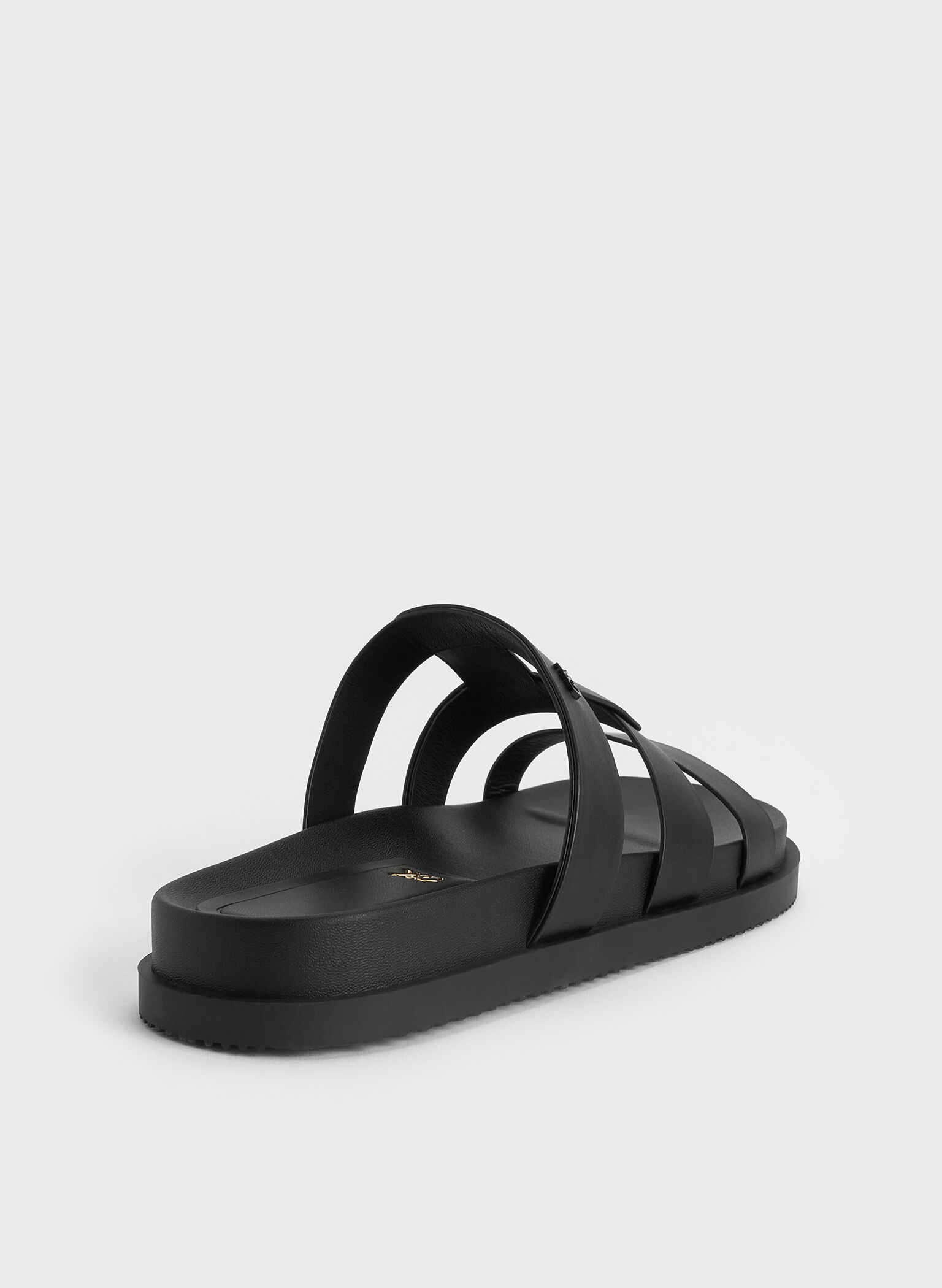 Petina Leather Flatform Sandals, Black, hi-res