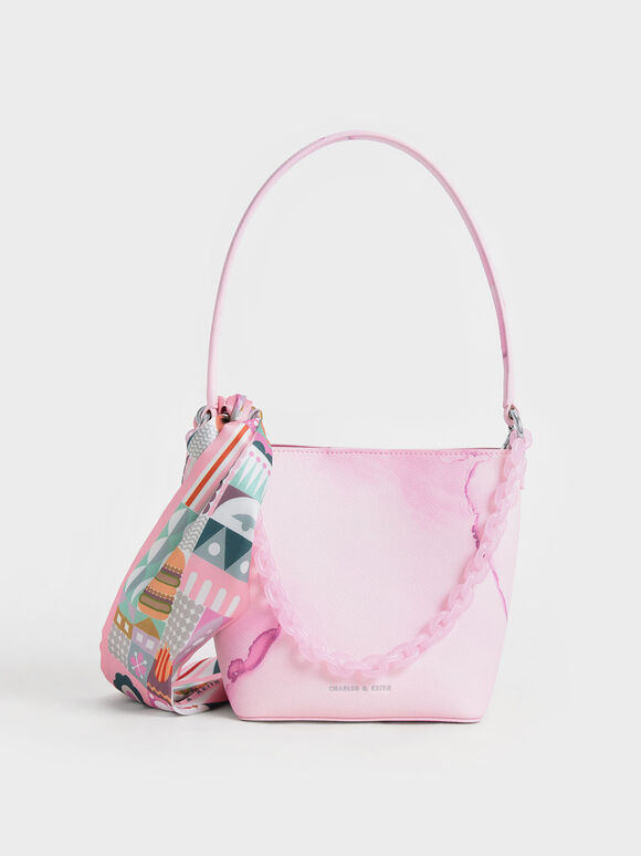 Alcott Scarf Bucket Bag, Light Pink, hi-res
