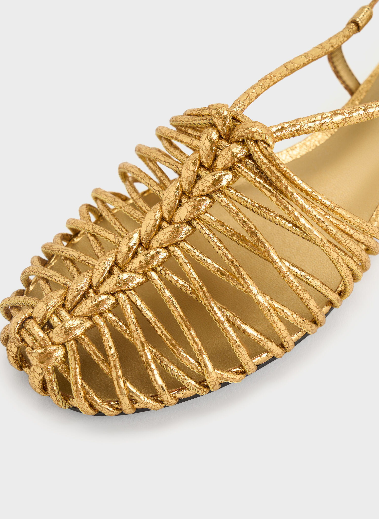 Linnea Metallic Woven Slingback Caged Sandals, Gold, hi-res