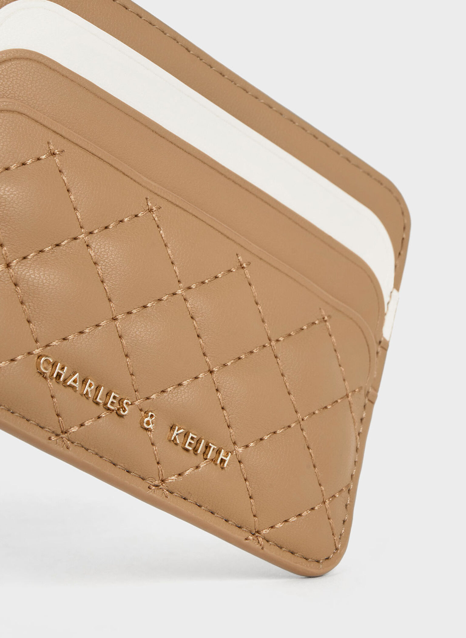 Cleo Two-Tone Quilted Card Holder, Sand, hi-res