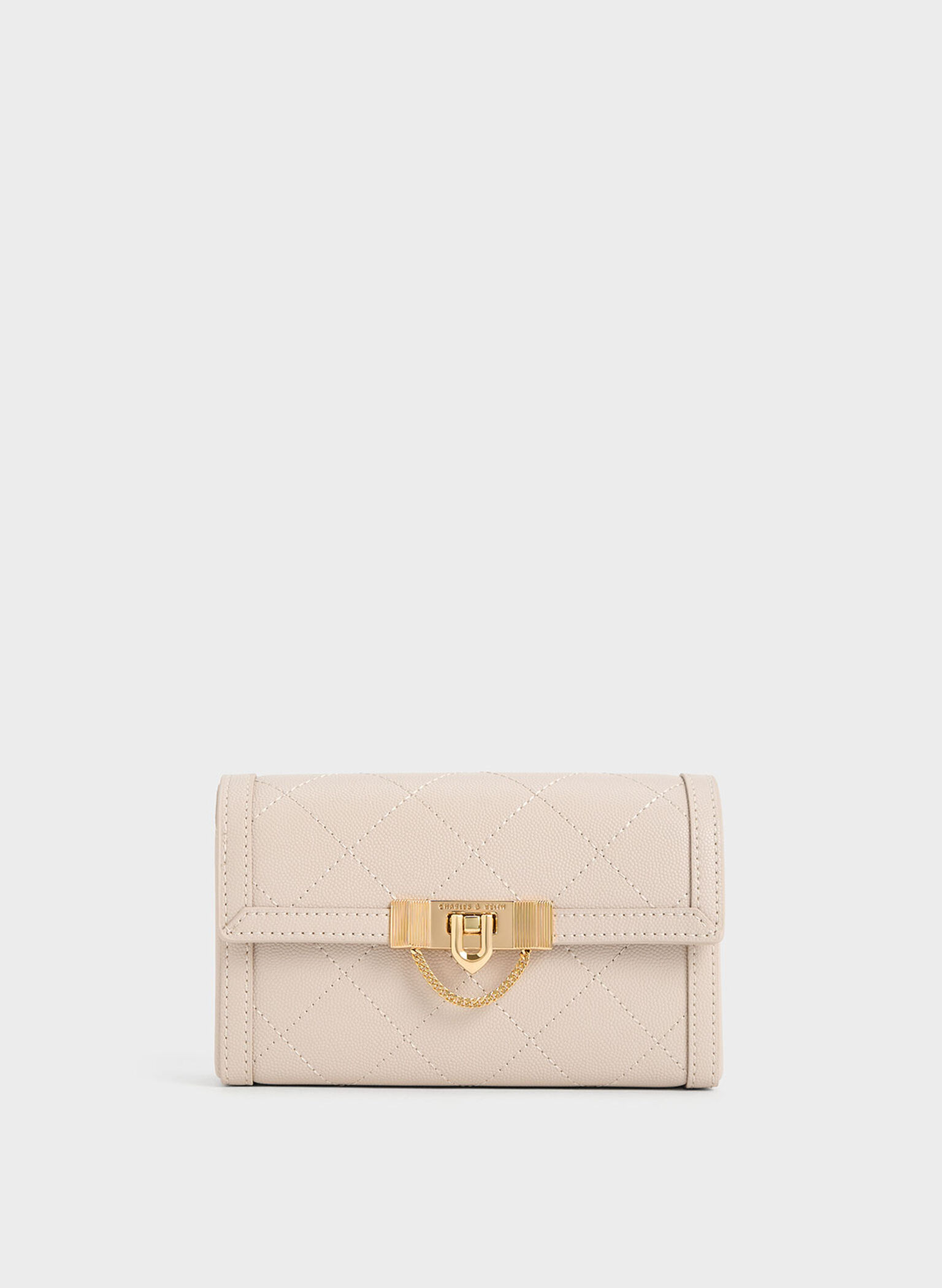 Tallulah Quilted Push-Lock Clutch, Oat, hi-res