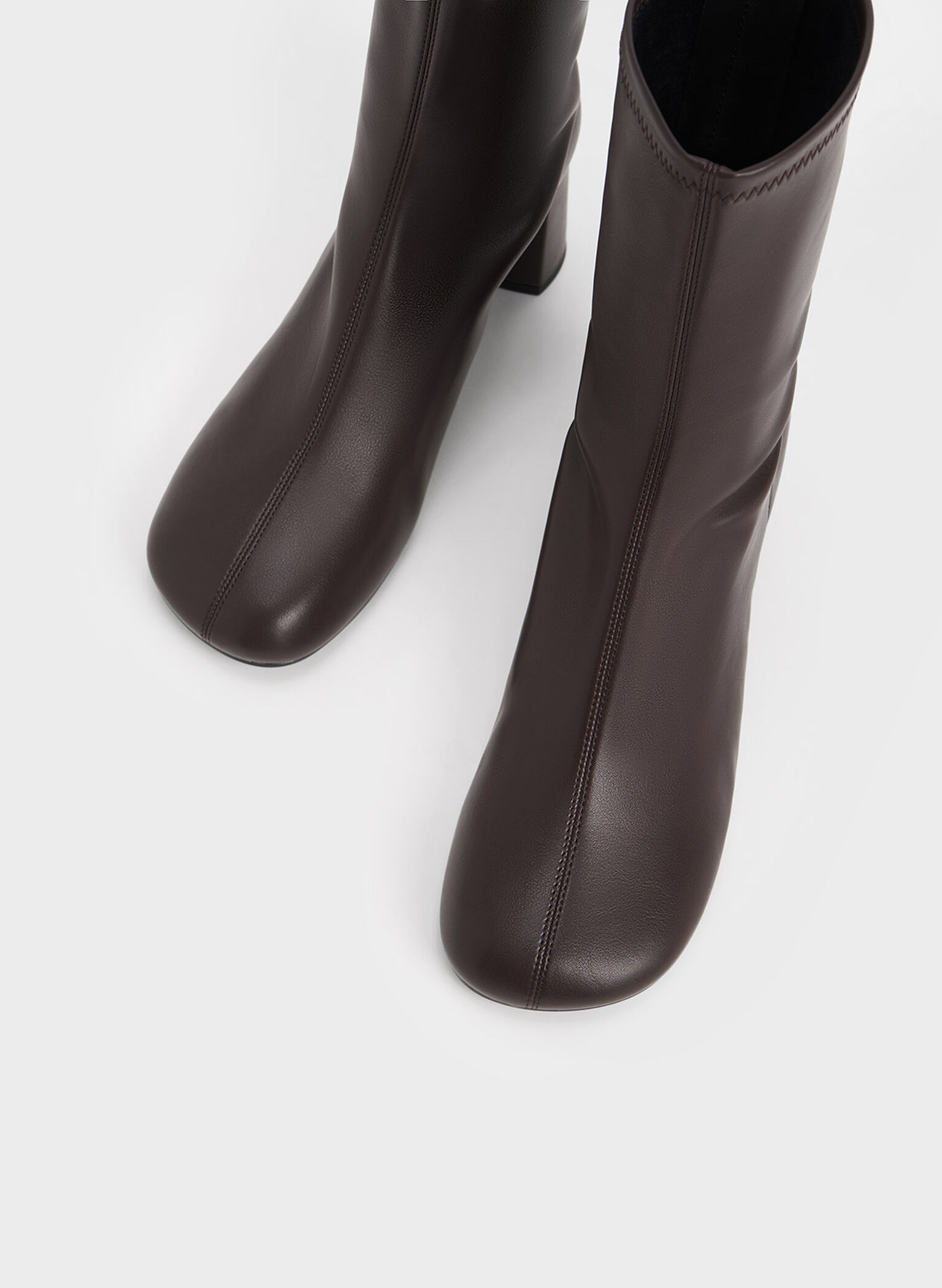 Round-Toe Zip-Up Ankle Boots, Dark Brown, hi-res