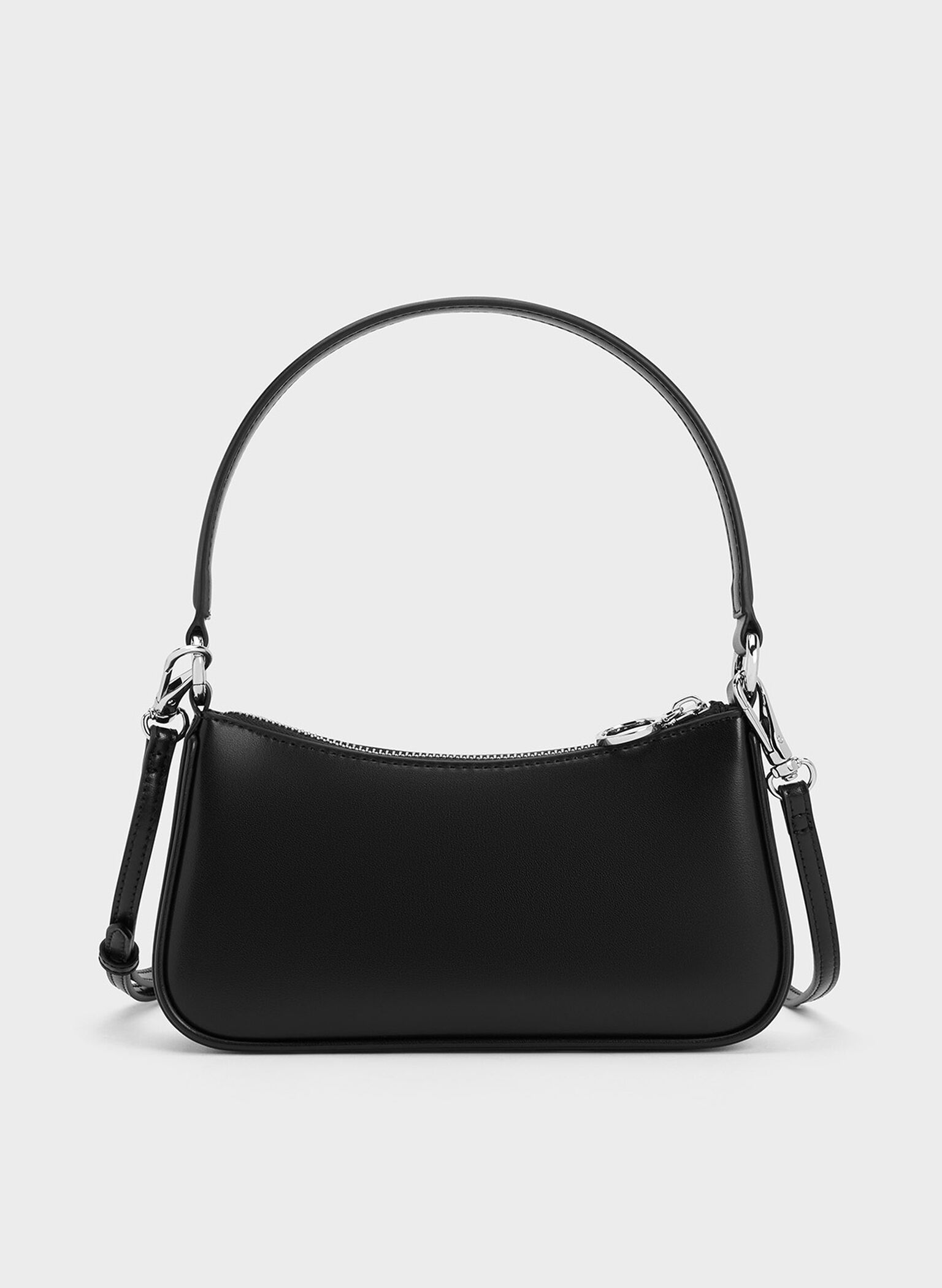 Elspeth Curved Shoulder Bag, Noir, hi-res
