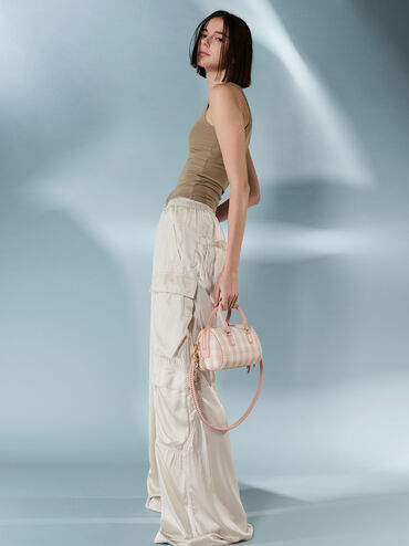 Everleigh Checkered Bowling Bag, Light Pink, hi-res