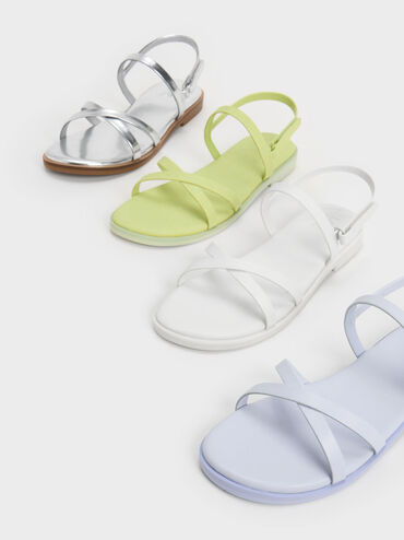 Girls' Crossover Backstrap Sandals, Lime, hi-res