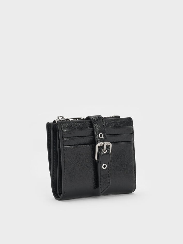 Blaise Grommet-Belt Top-Zip Small Wallet, Noir, hi-res