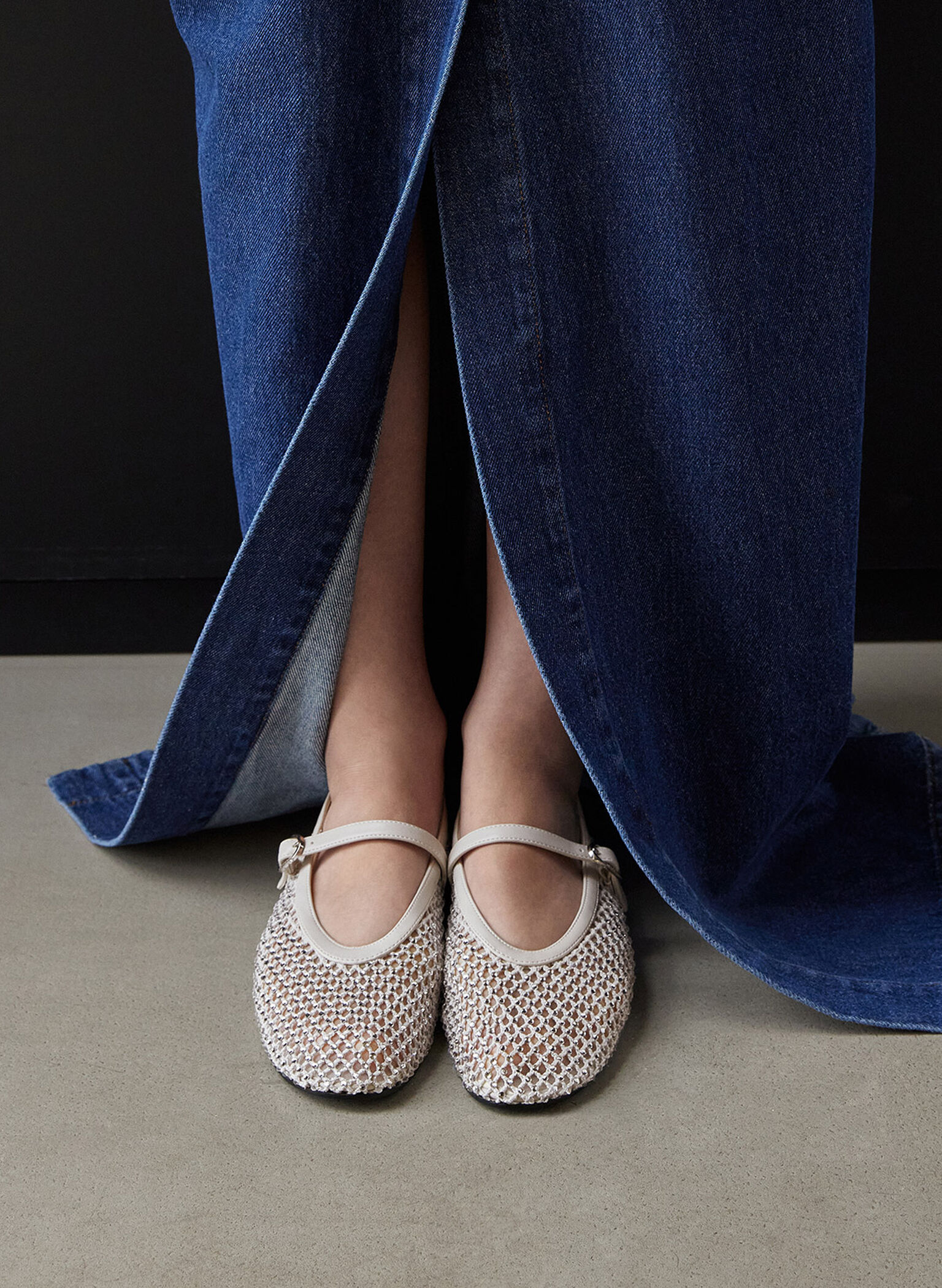 Maggie Mesh Crystal-Embellished Mary Janes, White, hi-res