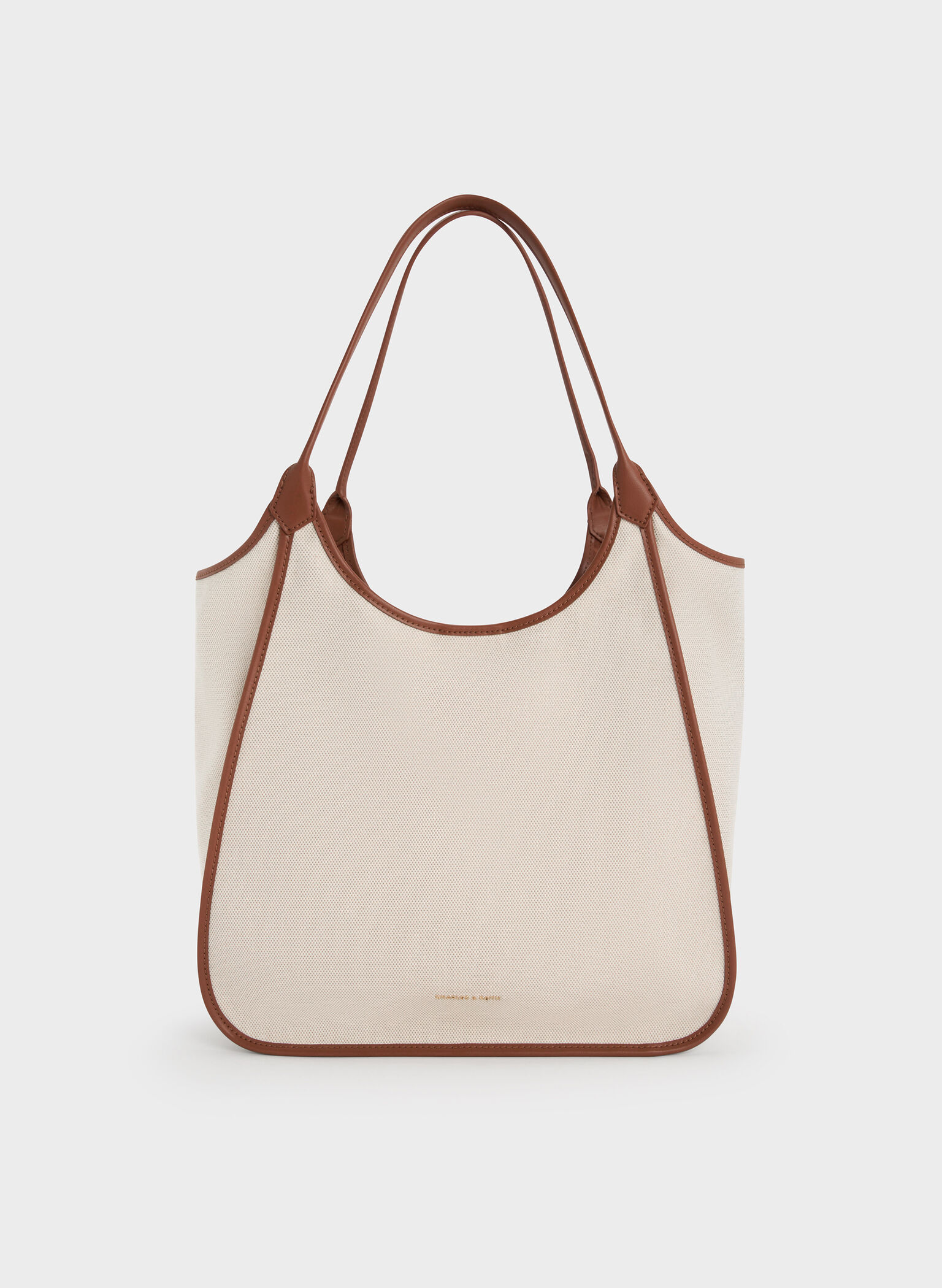 Sianna Canvas Contrast-Trim Tote Bag, Taupe Canvas, hi-res