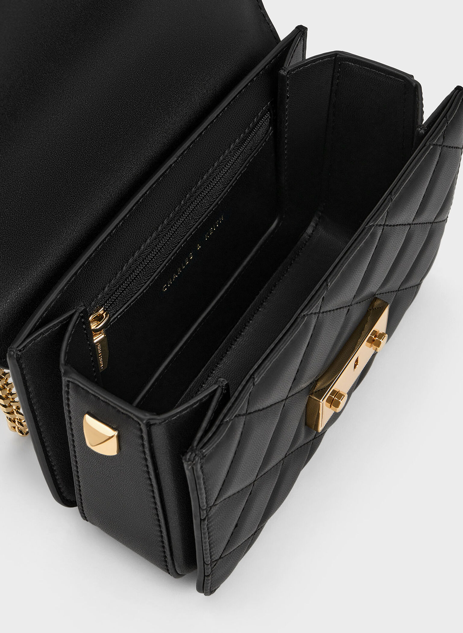 Alva Quilted Chain-Handle Bag, Black, hi-res