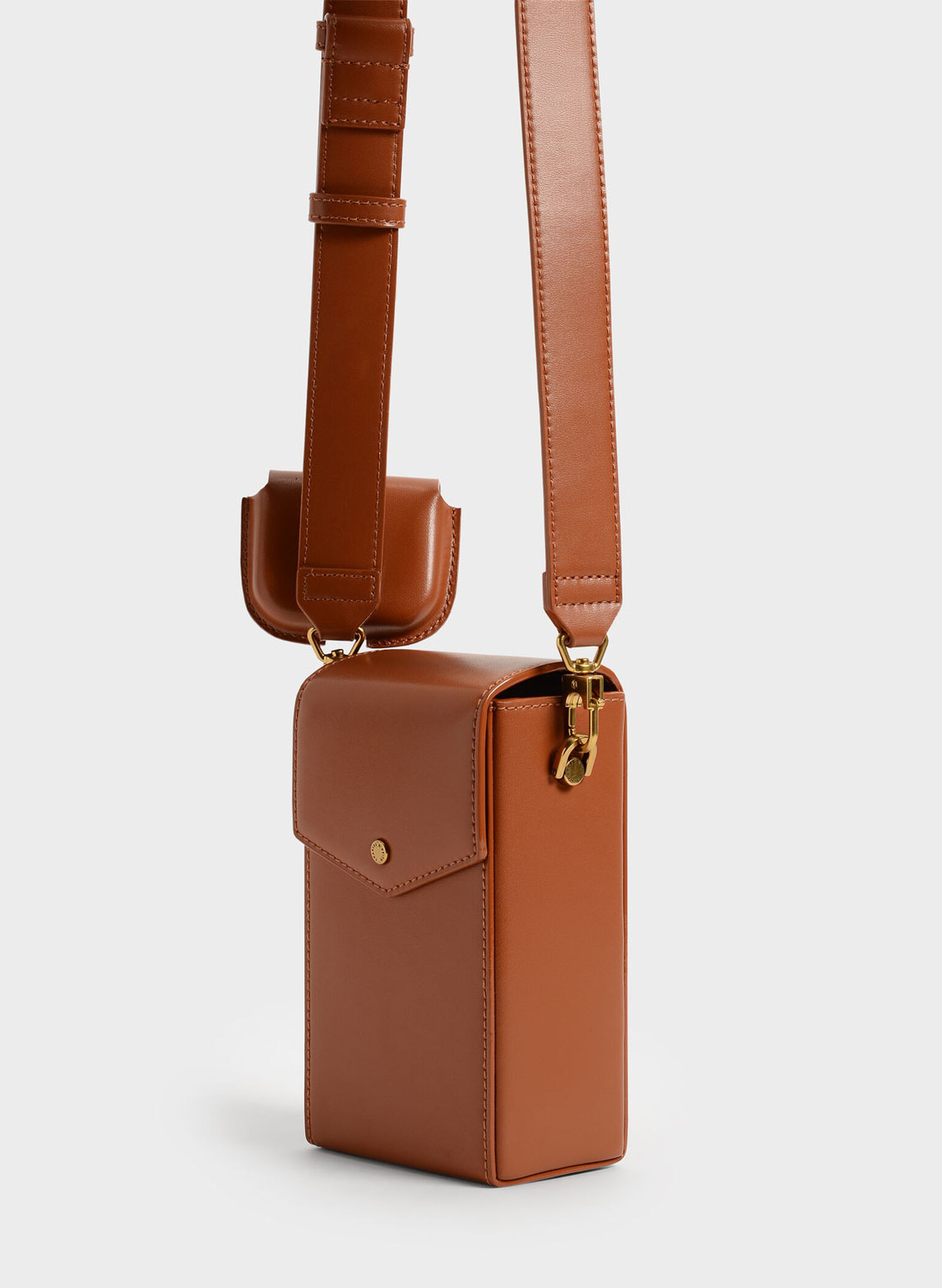 Elongated Crossbody Bag, Cognac, hi-res