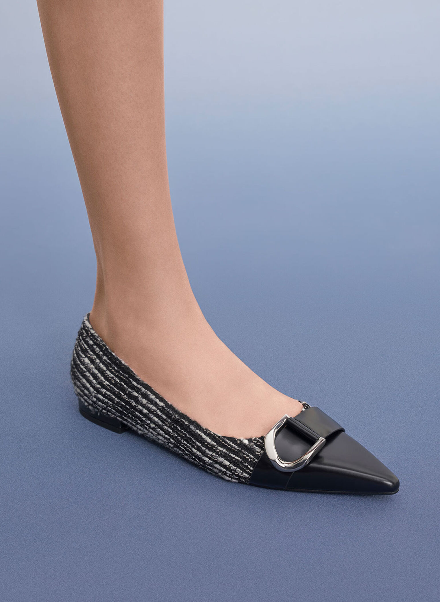 Gabine Tweed & Leather Toe-Cap Ballerinas, Multi, hi-res
