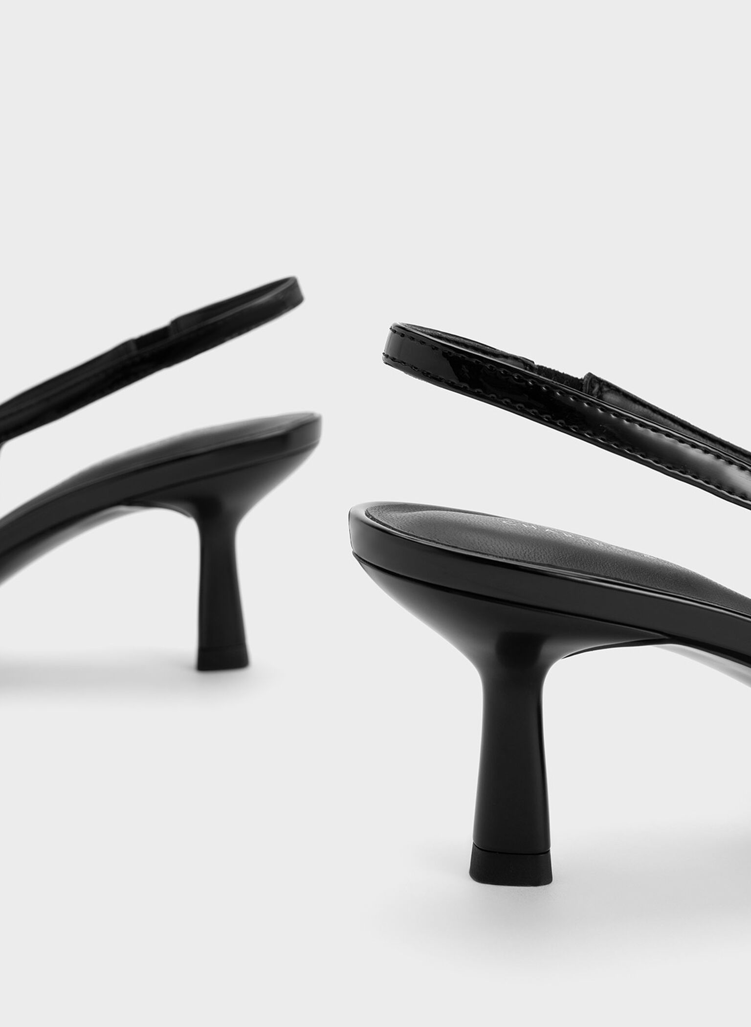 Patent Metallic Accent Slingback Pumps, Black Patent, hi-res