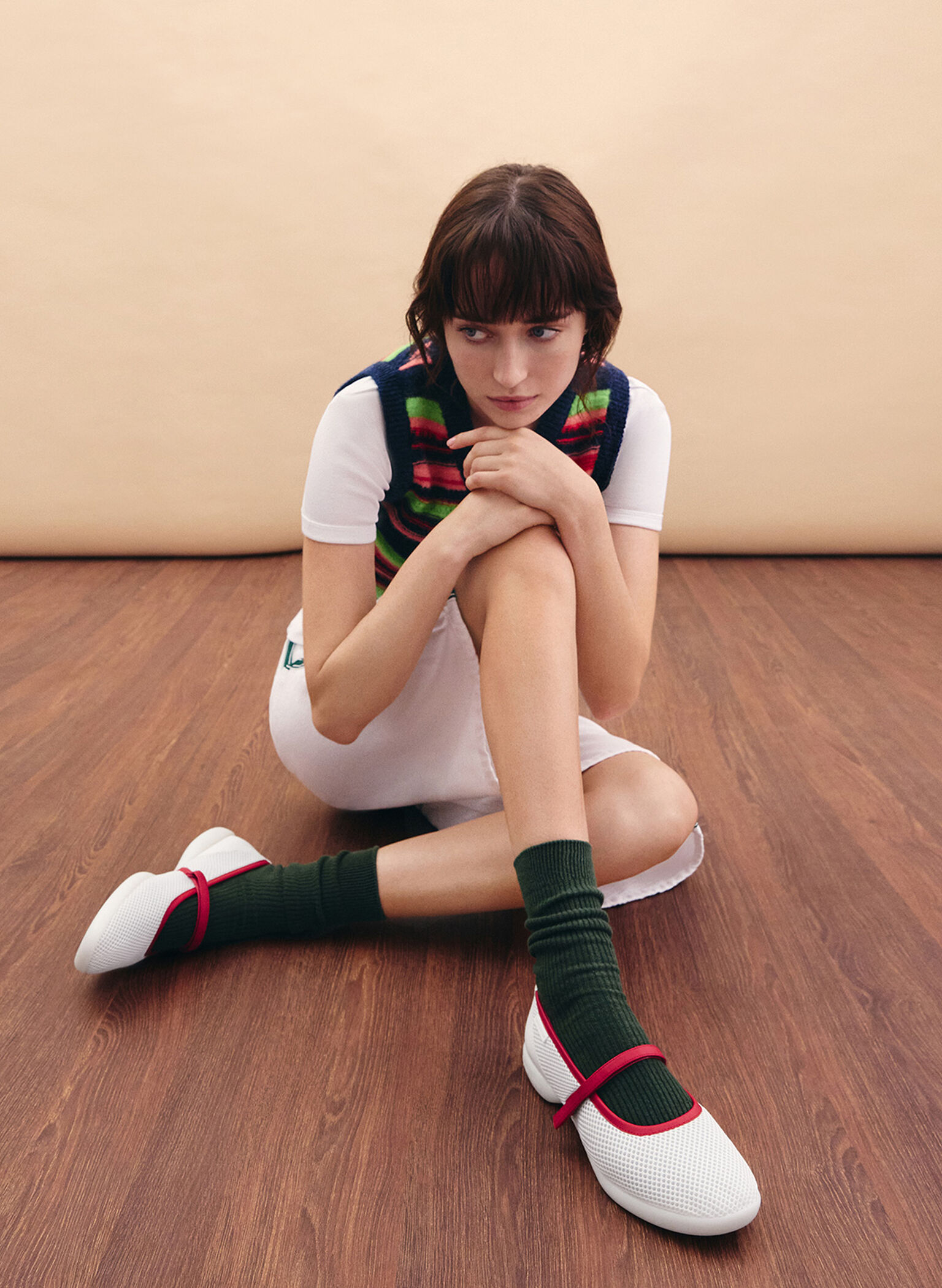 Mesh Contrast-Trim Mary Jane Sneakers, Red, hi-res