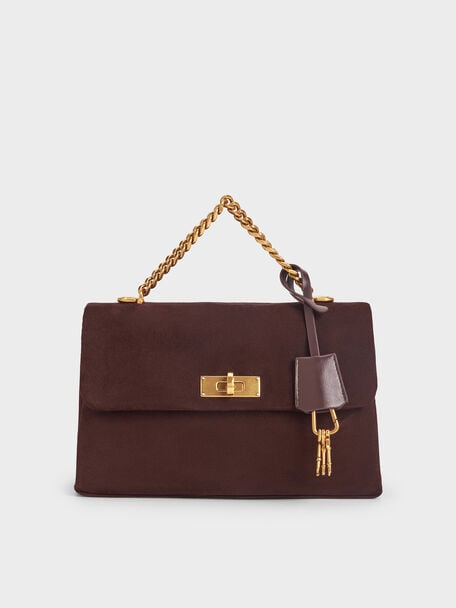 Kerry Recycled Suede Chain-Handle Crossbody Bag, , hi-res
