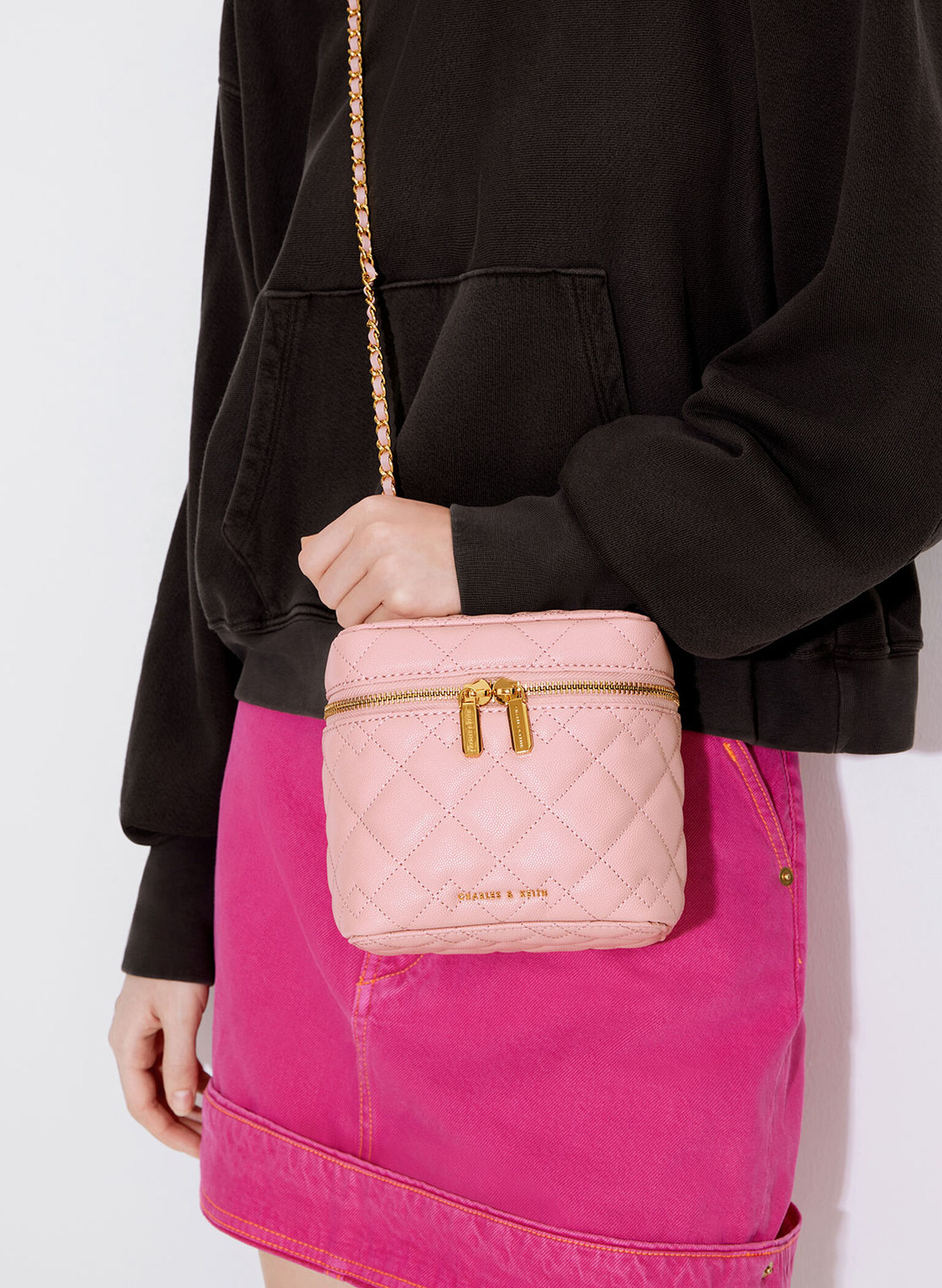 Nezu Quilted Boxy Bag, Light Pink, hi-res
