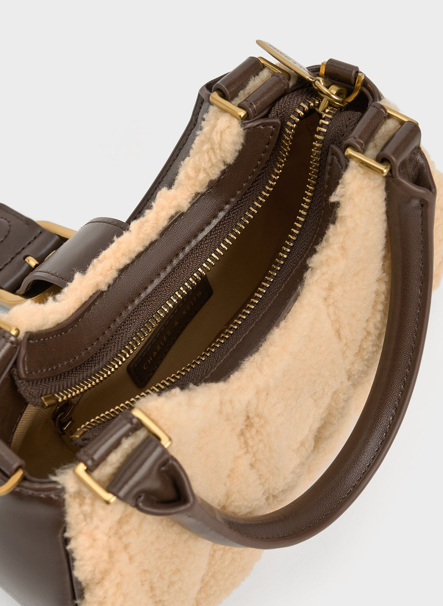 Avis Quilted-Fur Belted Top Handle Bag, Multi, hi-res