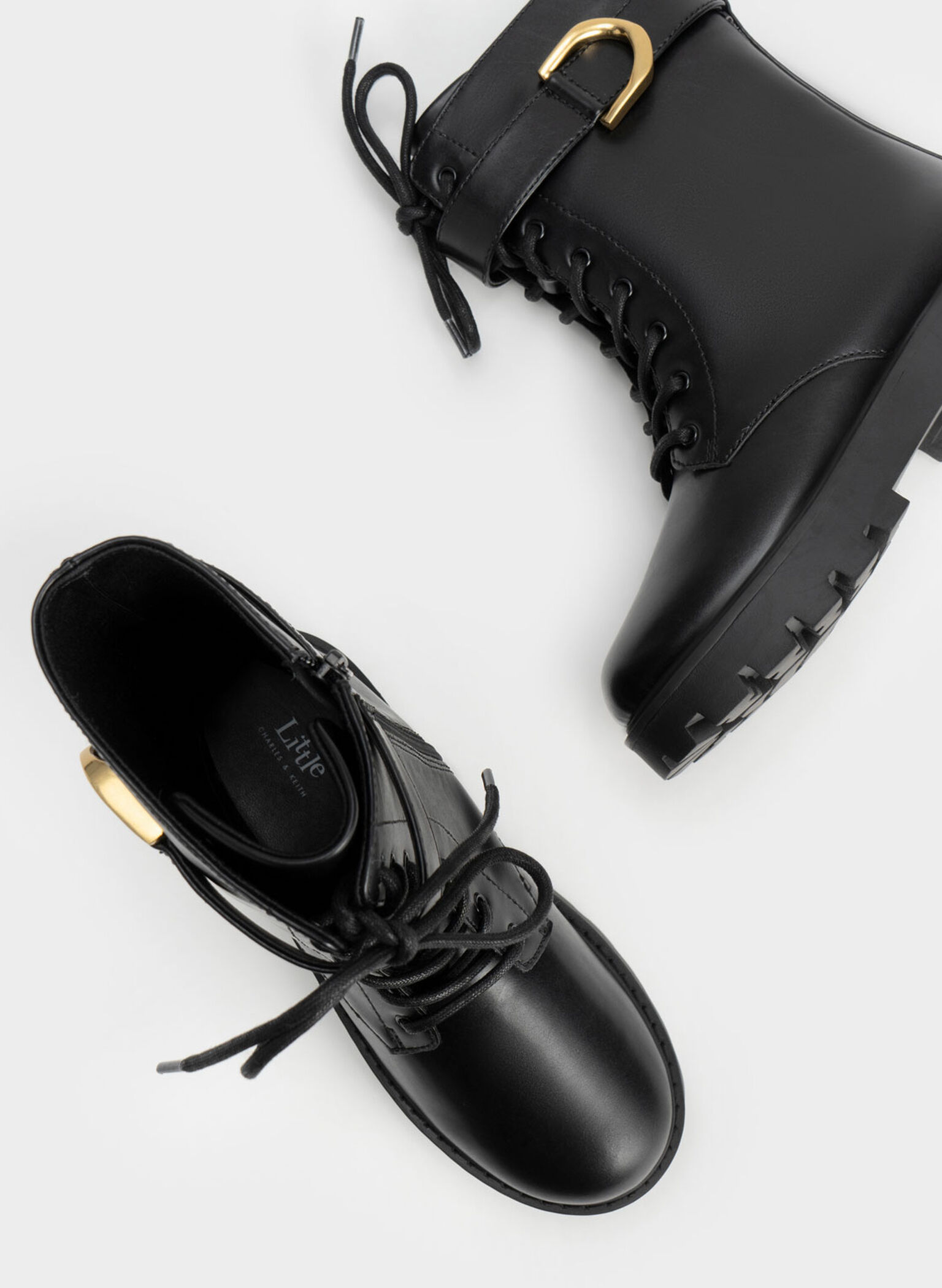 Girls' Gabine Lace-Up Ankle Boots, Black, hi-res