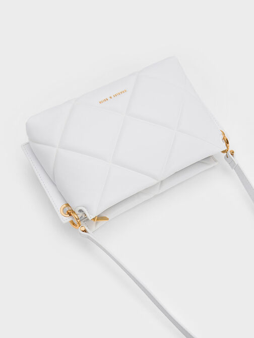 Danika Chunky Chain Padded Bag, White, hi-res