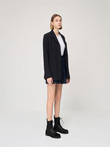 Nylon & Patent Combat Boots, Black, hi-res