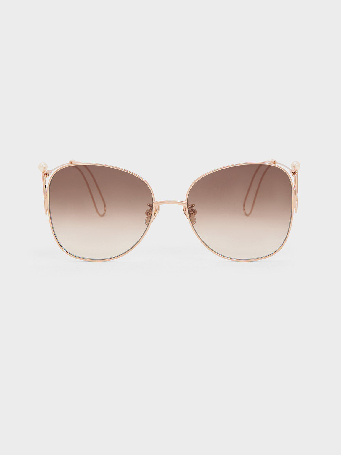 Rose Gold Wire Frame Butterfly Sunglasses - CHARLES & KEITH UK
