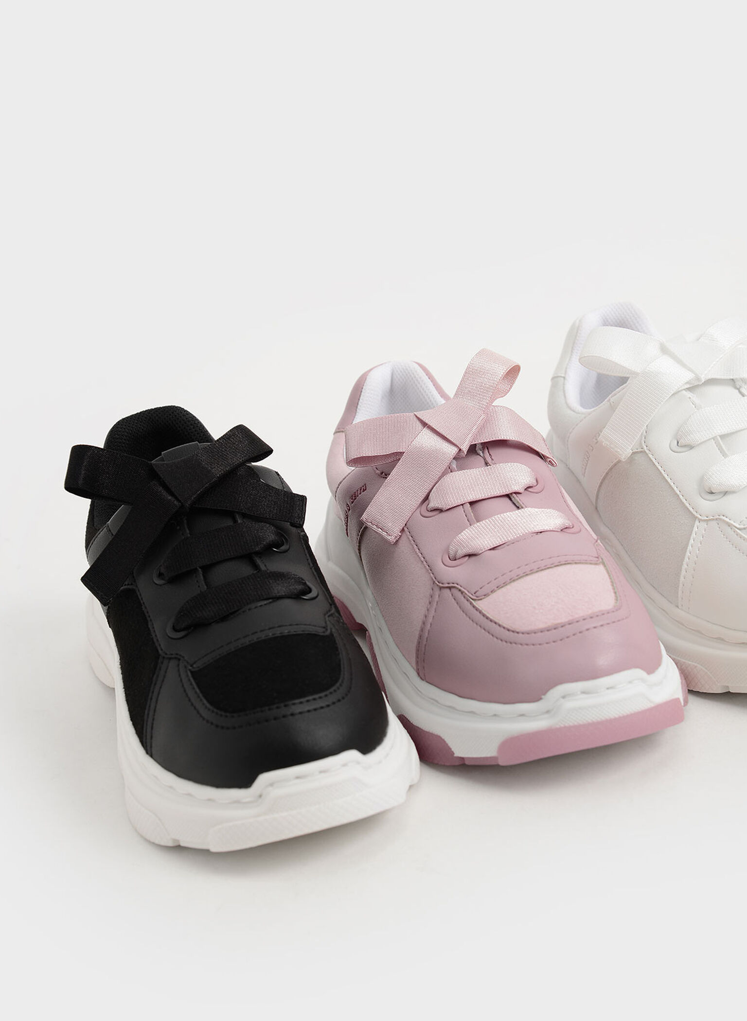 Girls' Bow-Tie Sneakers, White, hi-res