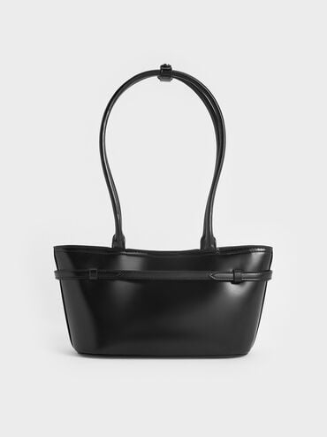 Sloane Elongated-Handle Shoulder Bag, Noir, hi-res