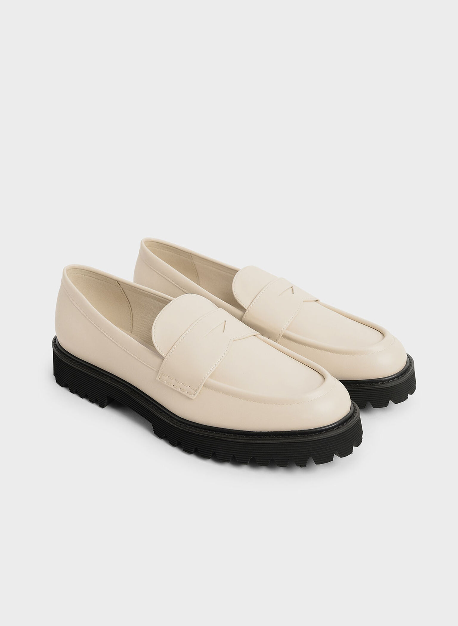 Chunky Penny Loafers, Chalk, hi-res