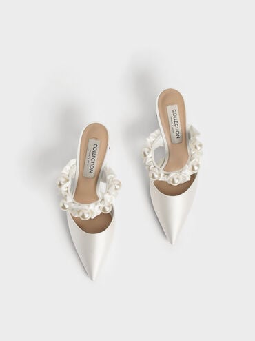 Blythe Bead Embellished Satin Pumps, White, hi-res