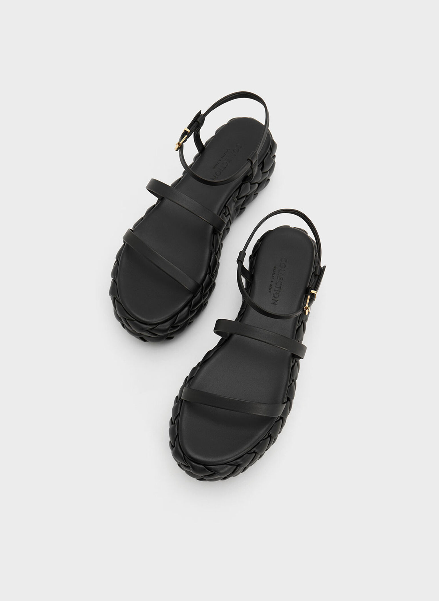 Tali Leather Braided Flatforms, Black, hi-res