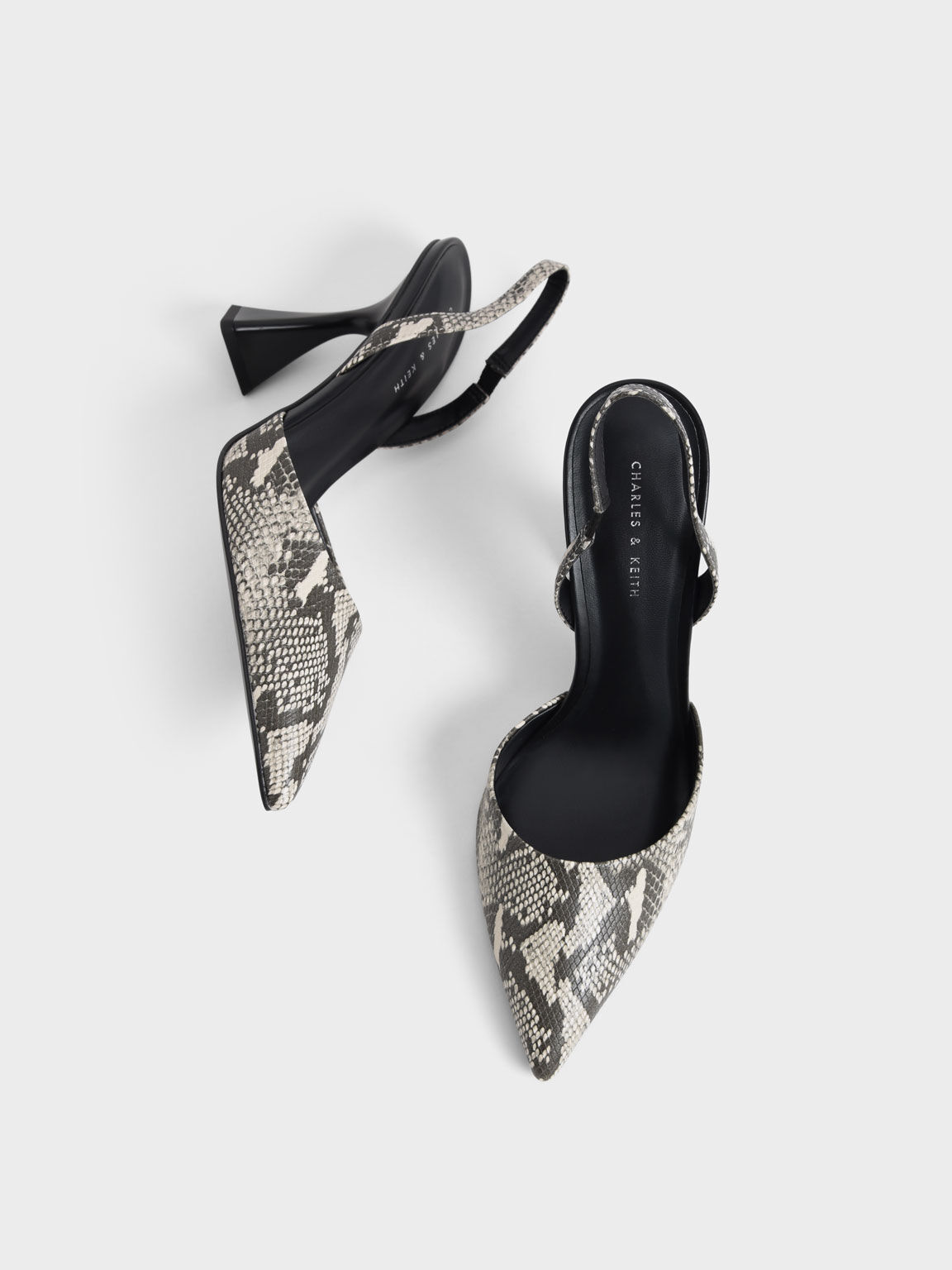 Snake Print Slingback Pumps Animal Print Natural