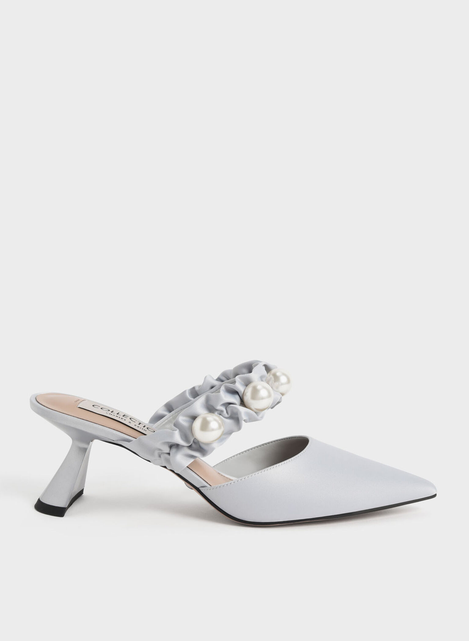 Blythe Bead Embellished Satin Pumps, Silver, hi-res
