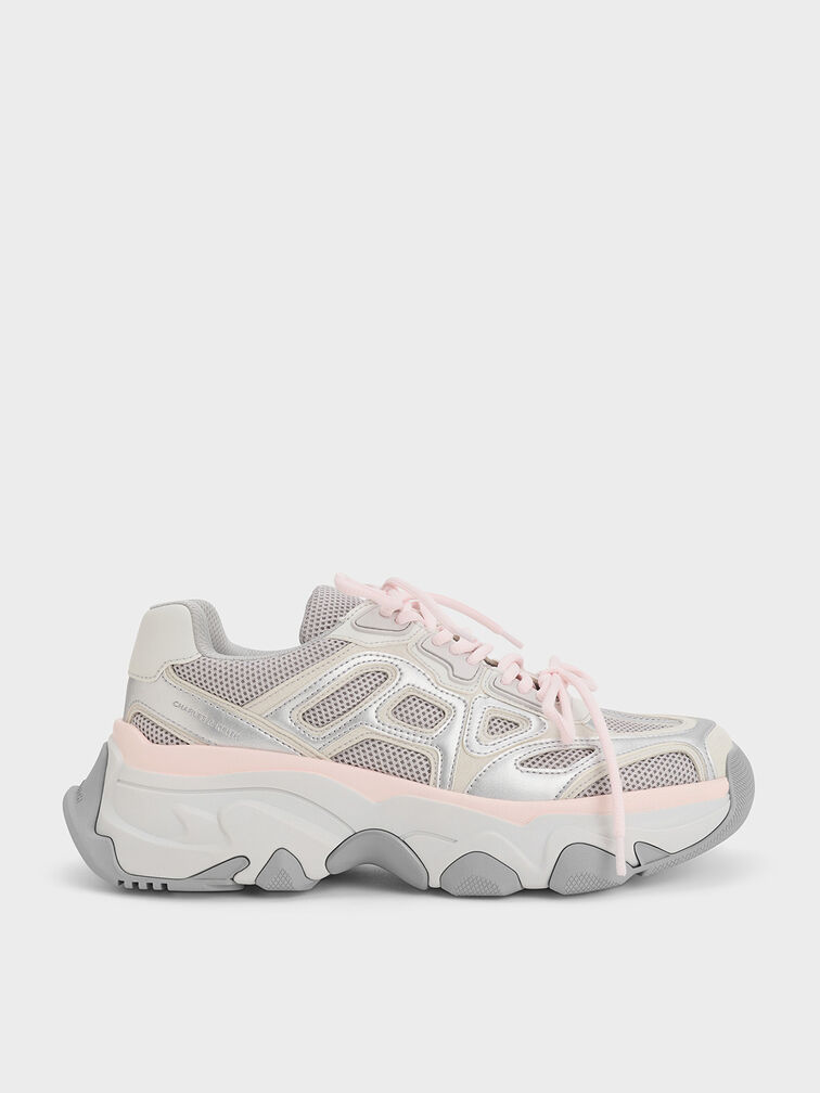 Gaskell Mesh Chunky Sneakers, Light Pink, hi-res