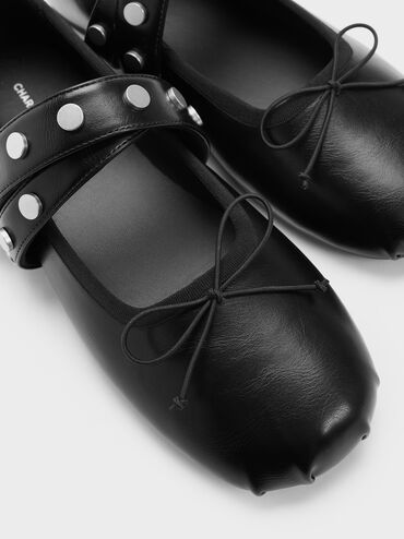 Gael Studded Crossover-Strap Bow Mary Janes, Black, hi-res