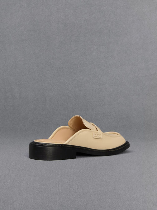 Tahlia Leather Loafer Mules, Beige, hi-res