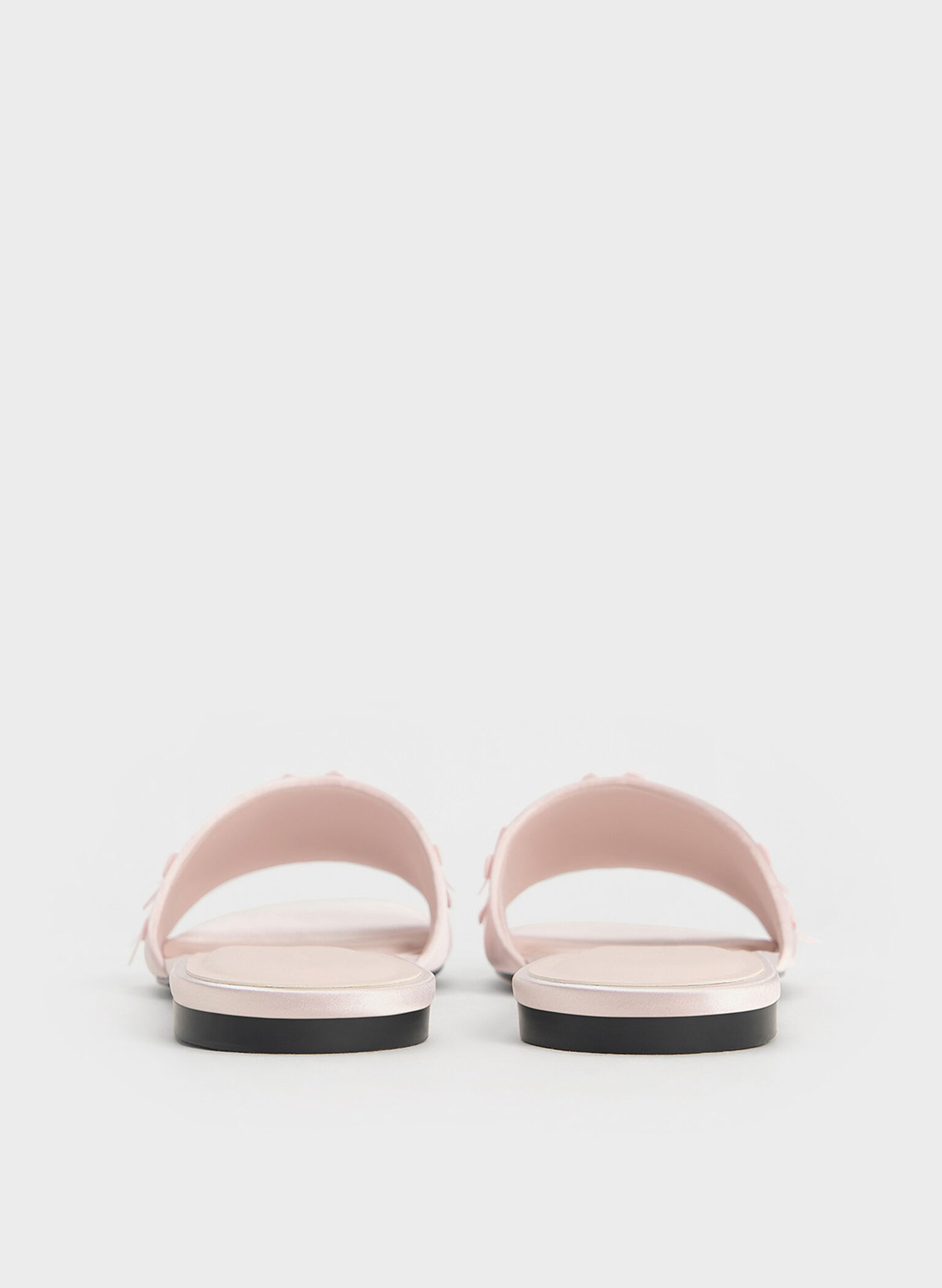 Satin Bow Slide Sandals, Blush, hi-res