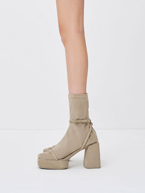 Lucile Textured Platform Calf Boots, Beige, hi-res