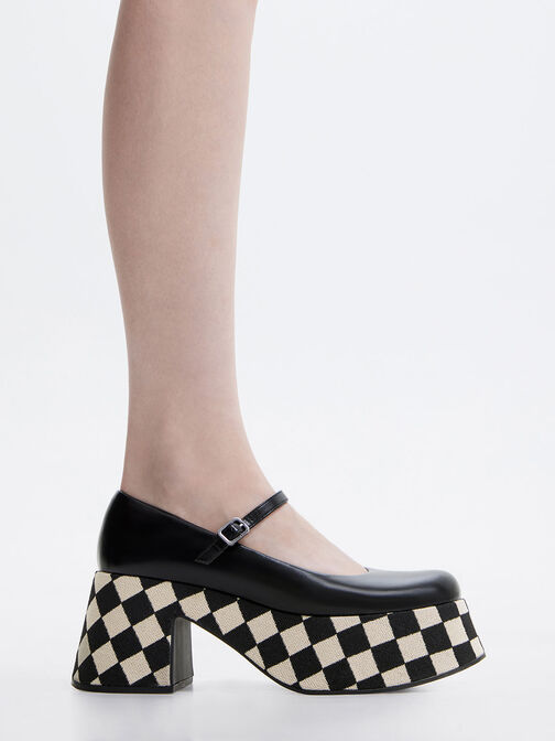Rubina Checkered Platform Mary Janes, Multi, hi-res