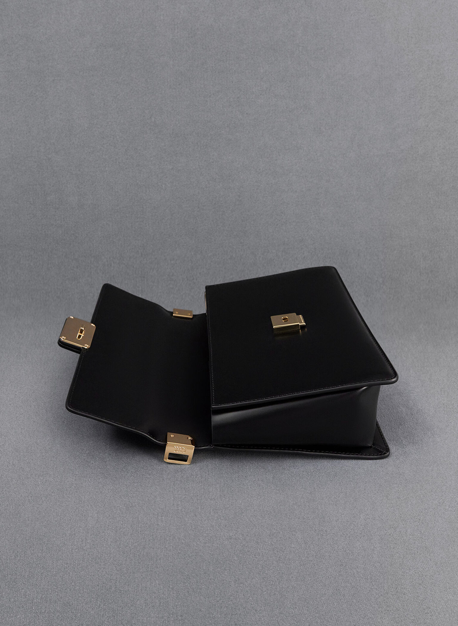 Leather Shoulder Bag, Black, hi-res