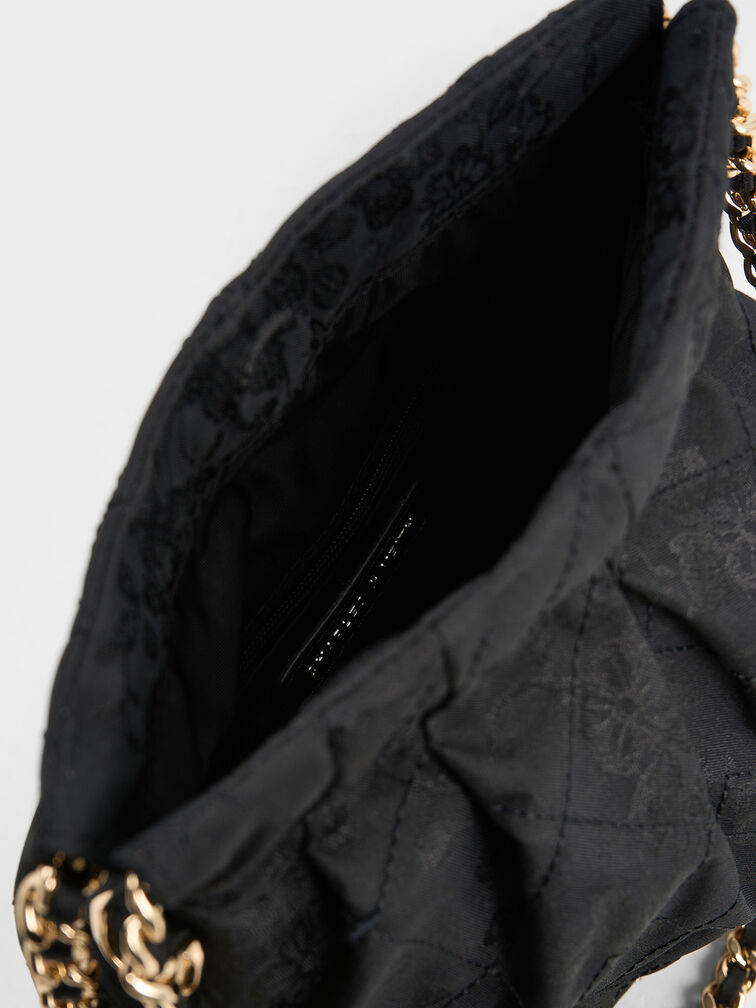 Duo Jacquard Chain-Handle Two-Way Backpack, Black, hi-res