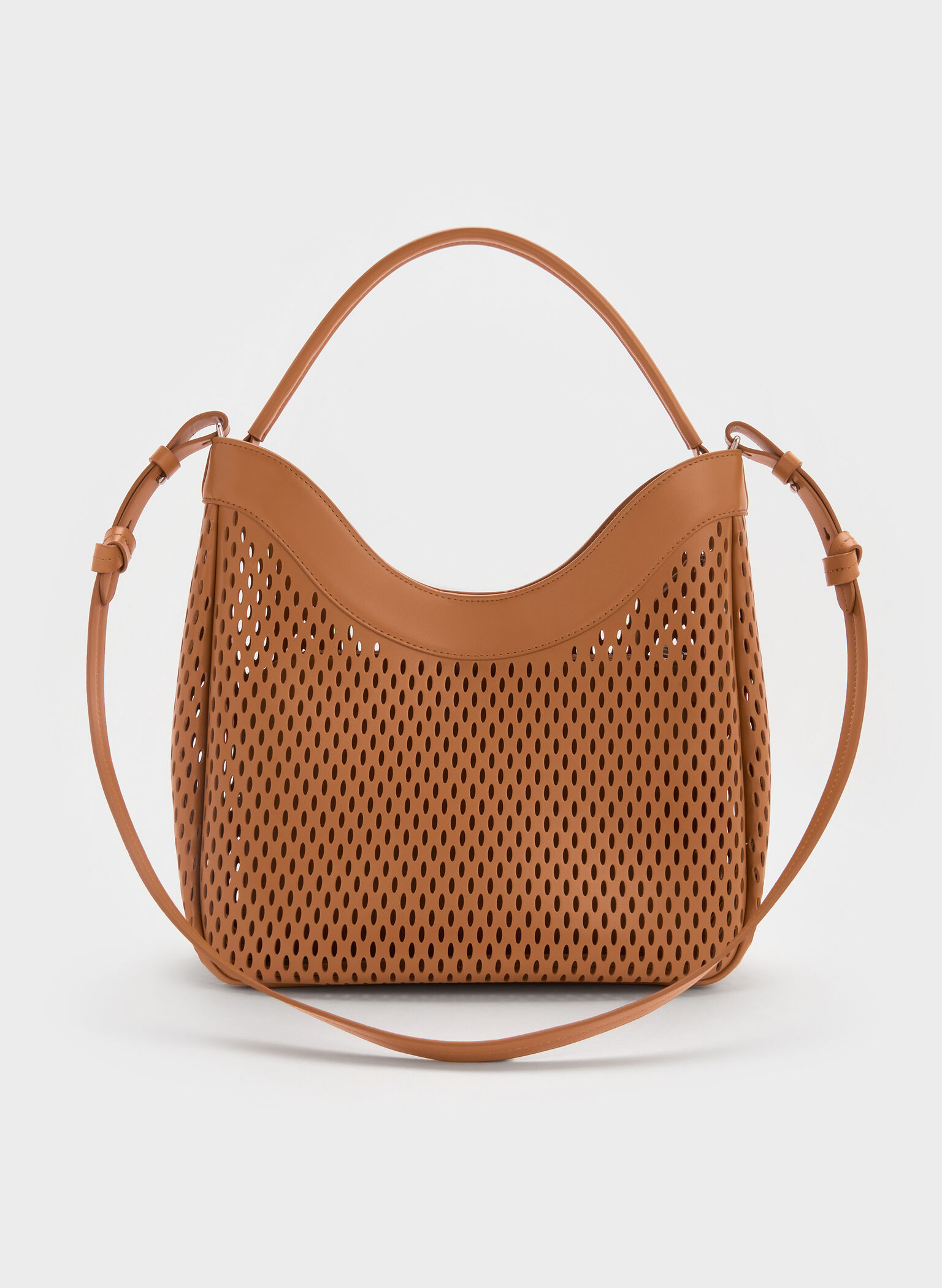 Juno Perforated Hobo Bag, Russet Brown, hi-res