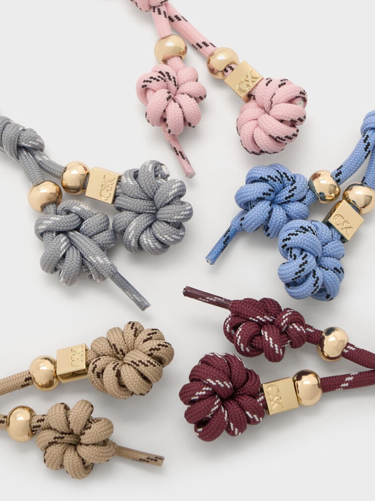 Knotted-Flower Charm, Grey, hi-res