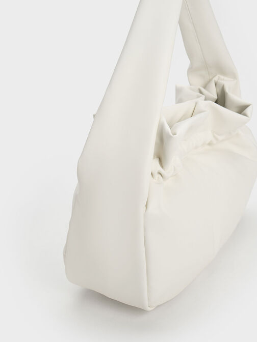 Maisy Ruched Hobo Bag, White, hi-res