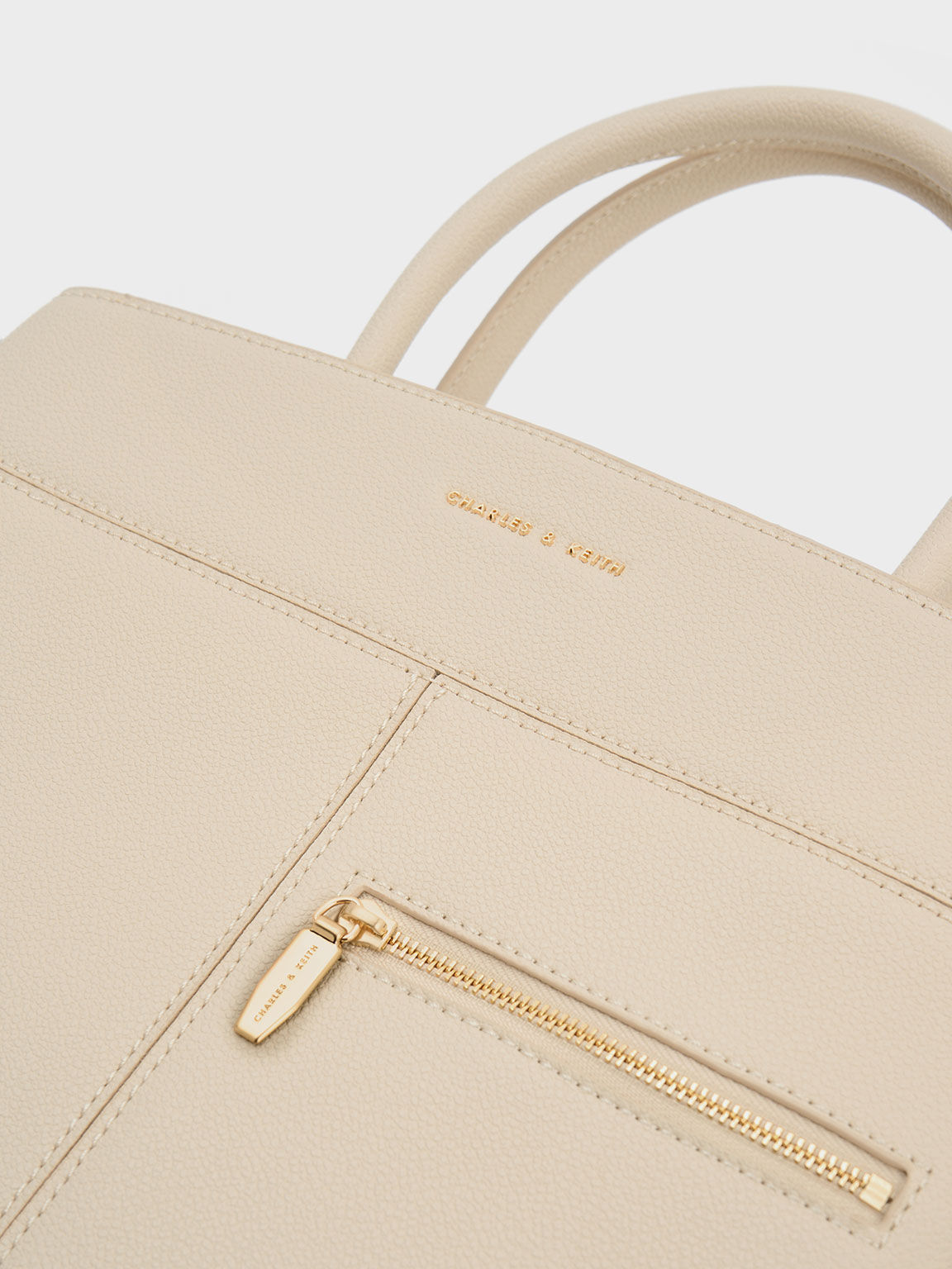 Beige Anwen Trapeze Top Handle Bag CHARLES KEITH UK