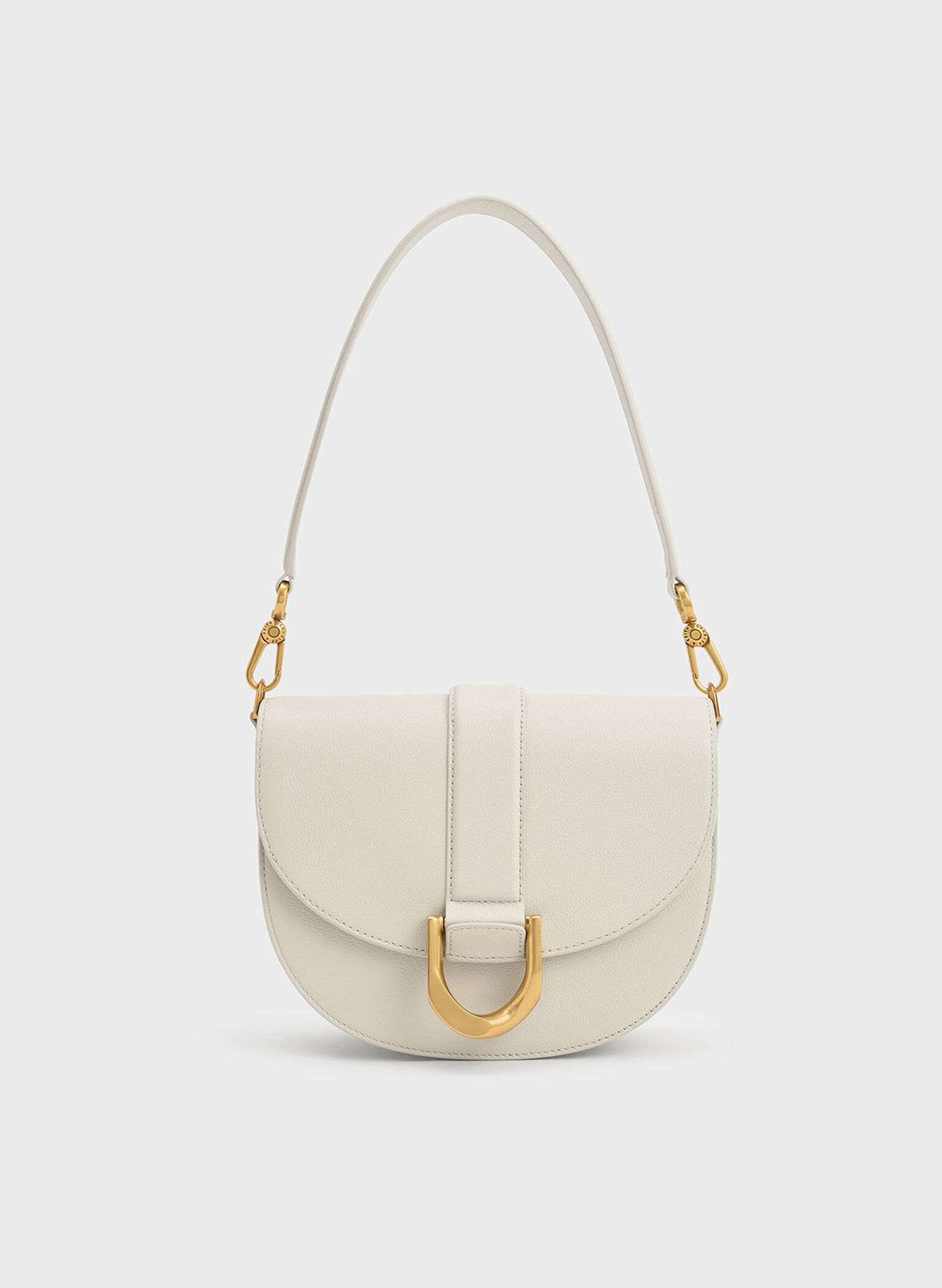 Gabine Leather Saddle Bag​, Chalk, hi-res