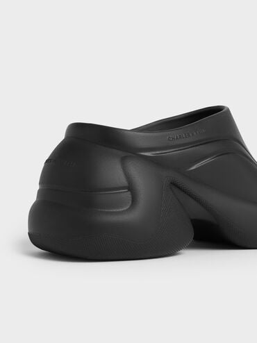 Eva Sculptural Platform Sandals, Black, hi-res