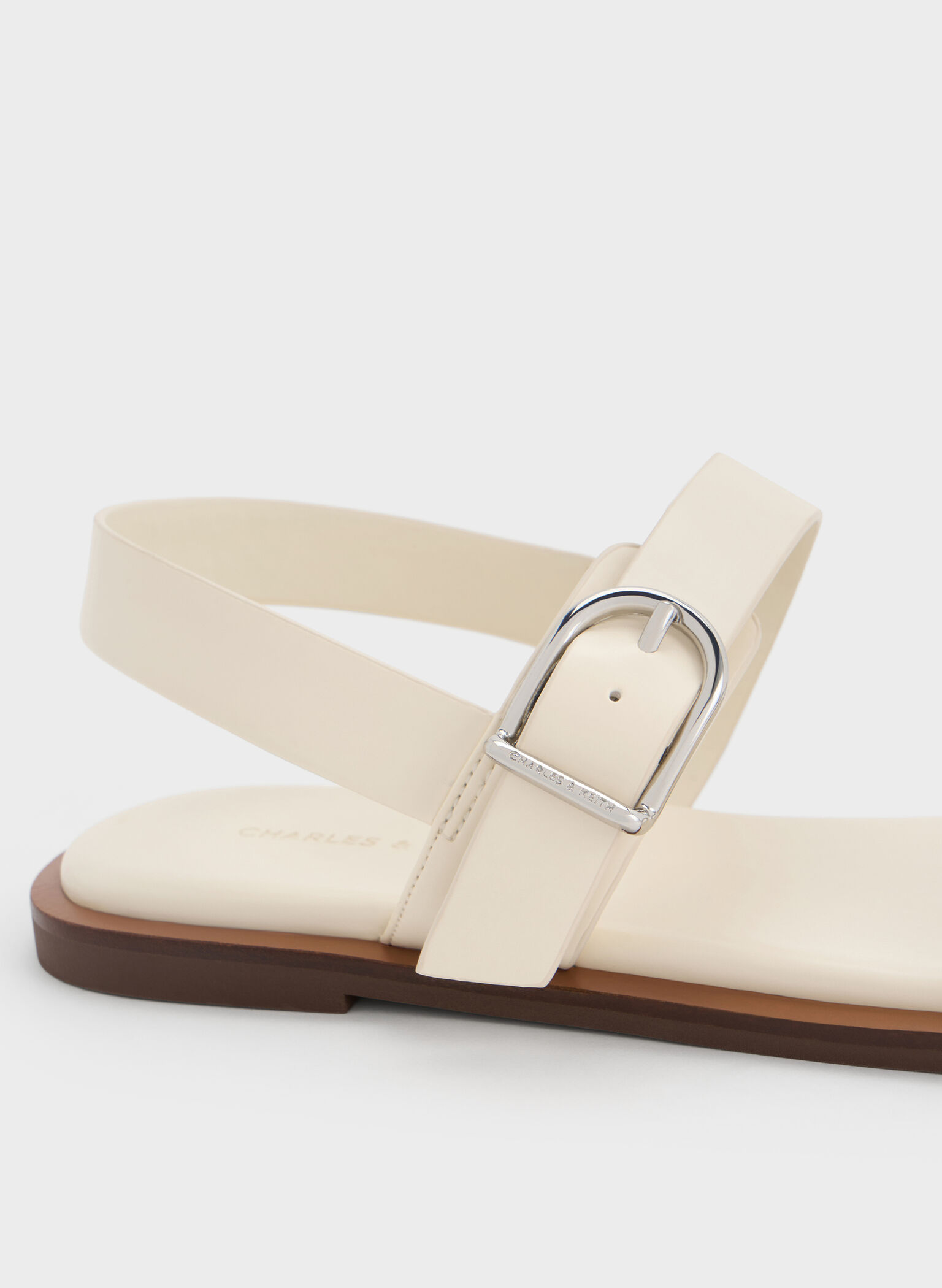 Double Buckle-Strap Slingback Sandals, Cream, hi-res